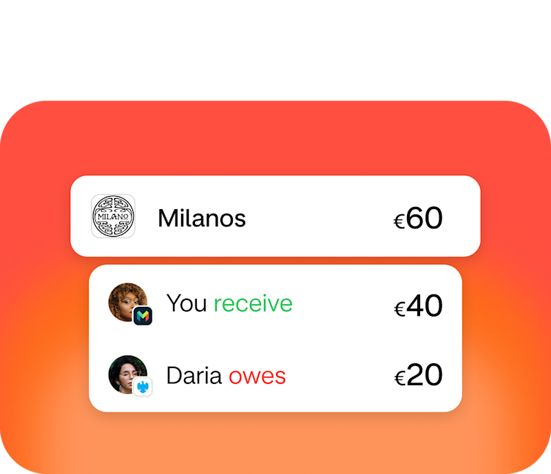 Image showing UI of a bill split at Milanos.