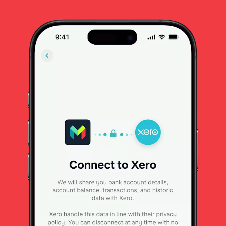 An app screenshot of Monzo Business connecting to Xero software