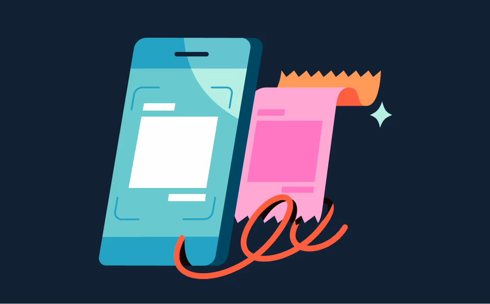 An illustration of a mobile phone and a receipt