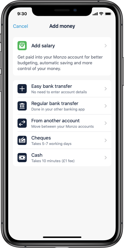 Easy bank transfers are a new way to Add Money to your Monzo account