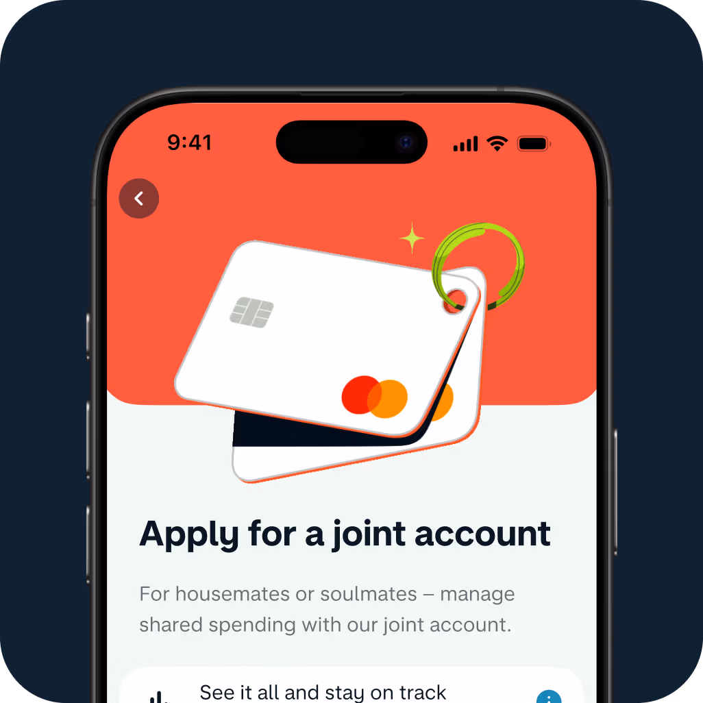A smartphone showing the Monzo Joint Account sign-up screen