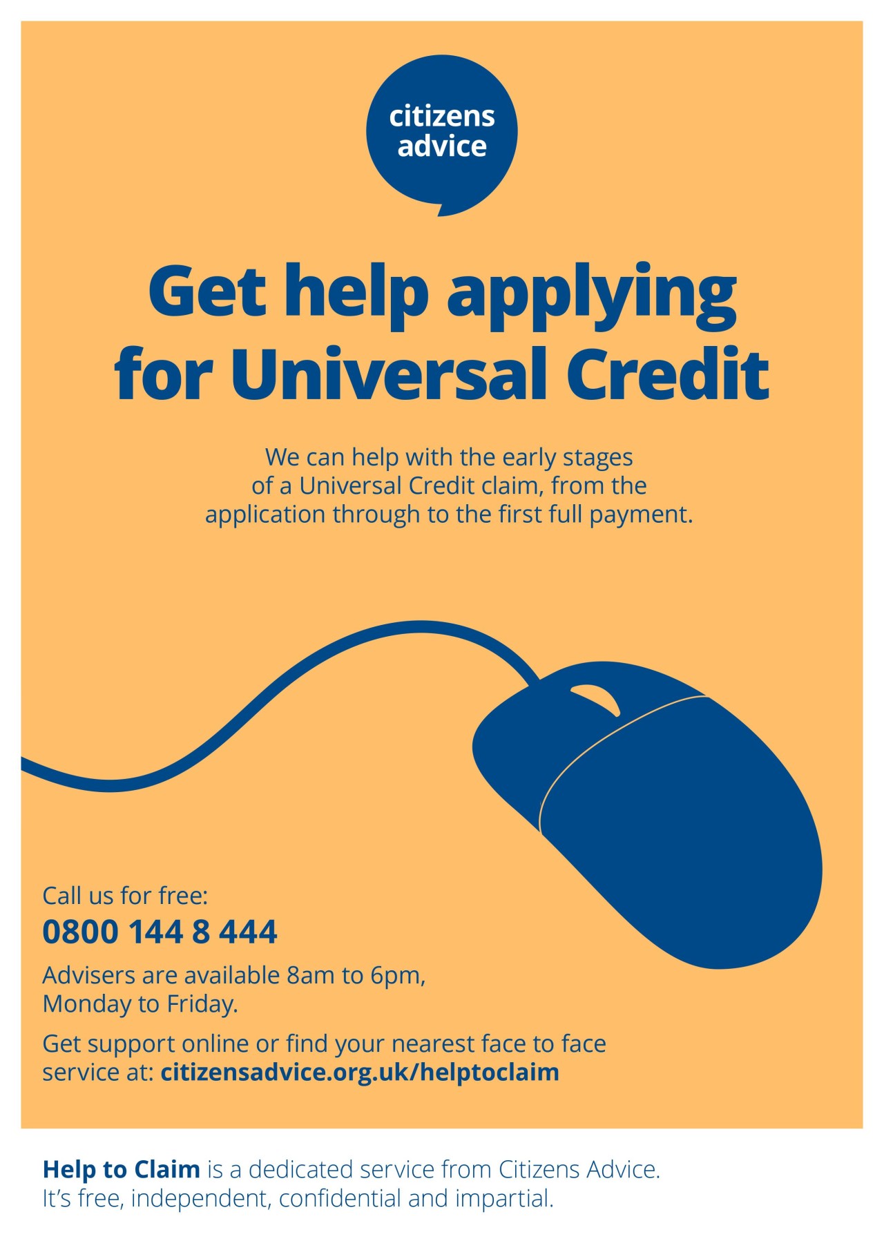 Get help applying for Universal Credit poster
