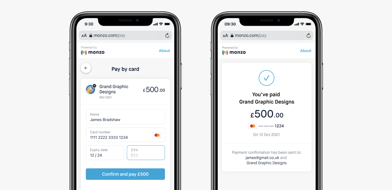 Monzo Business - card payments