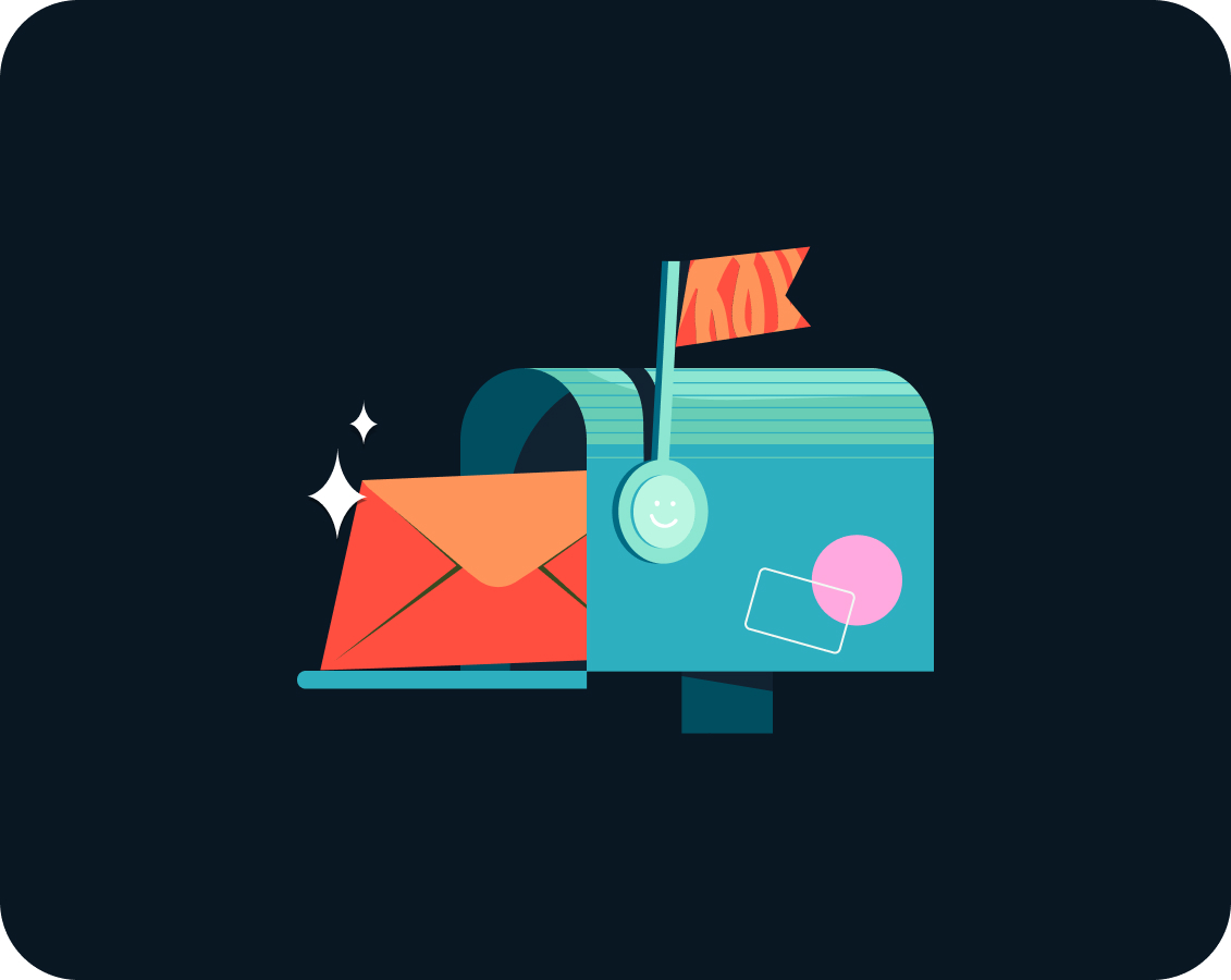Illustration of a letter in a postpox with a raise flag