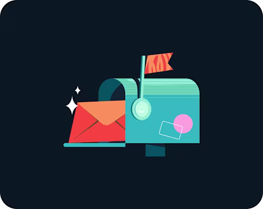 Illustration of a letter in a postpox with a raise flag