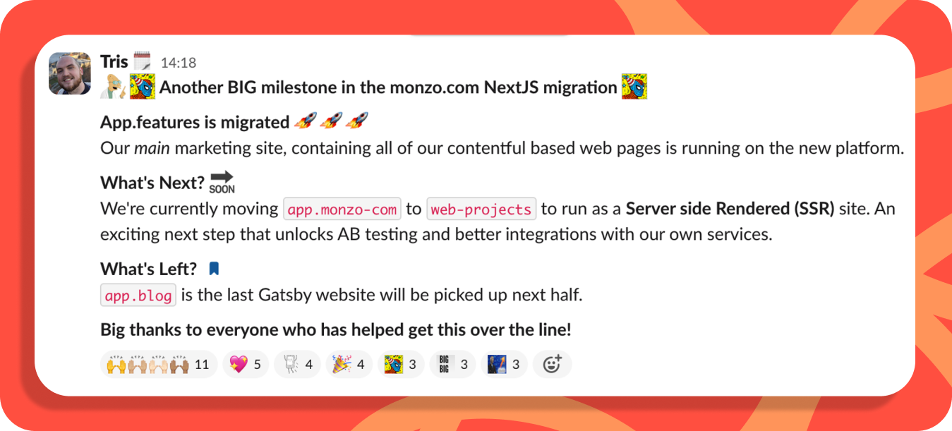 Celebrating milestones on Slack