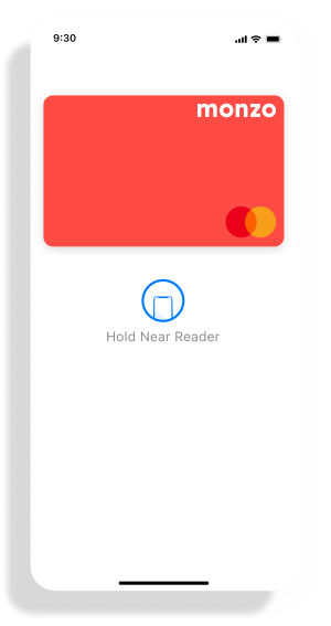 Paying with a Monzo card through contactless Apple Pay.