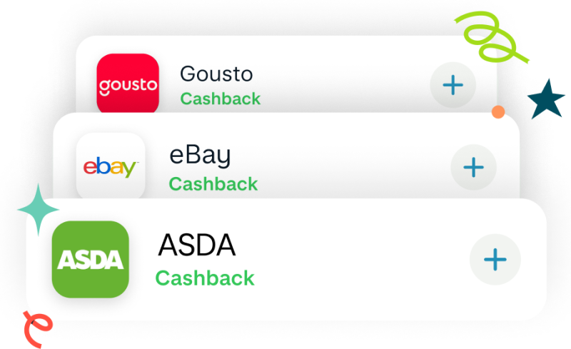 Push notifications showing cashback from Asda, eBay and Gousto