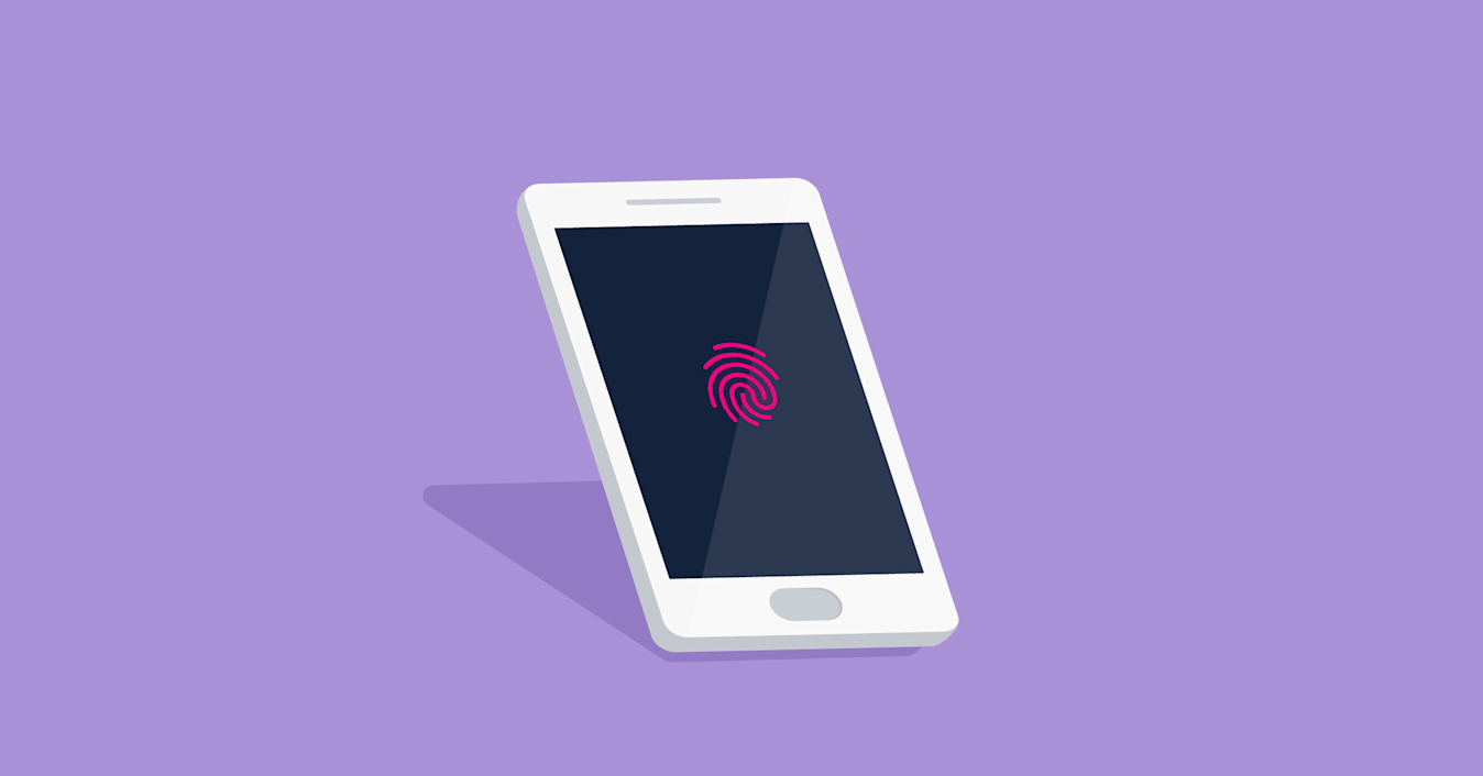 Illustration of a phone and fingerprint