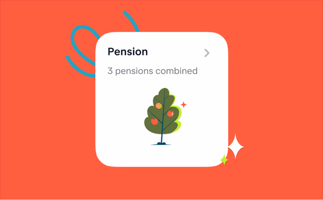 Card showing a tree illustration with 3 pensions combined into a single Monzo Pension.