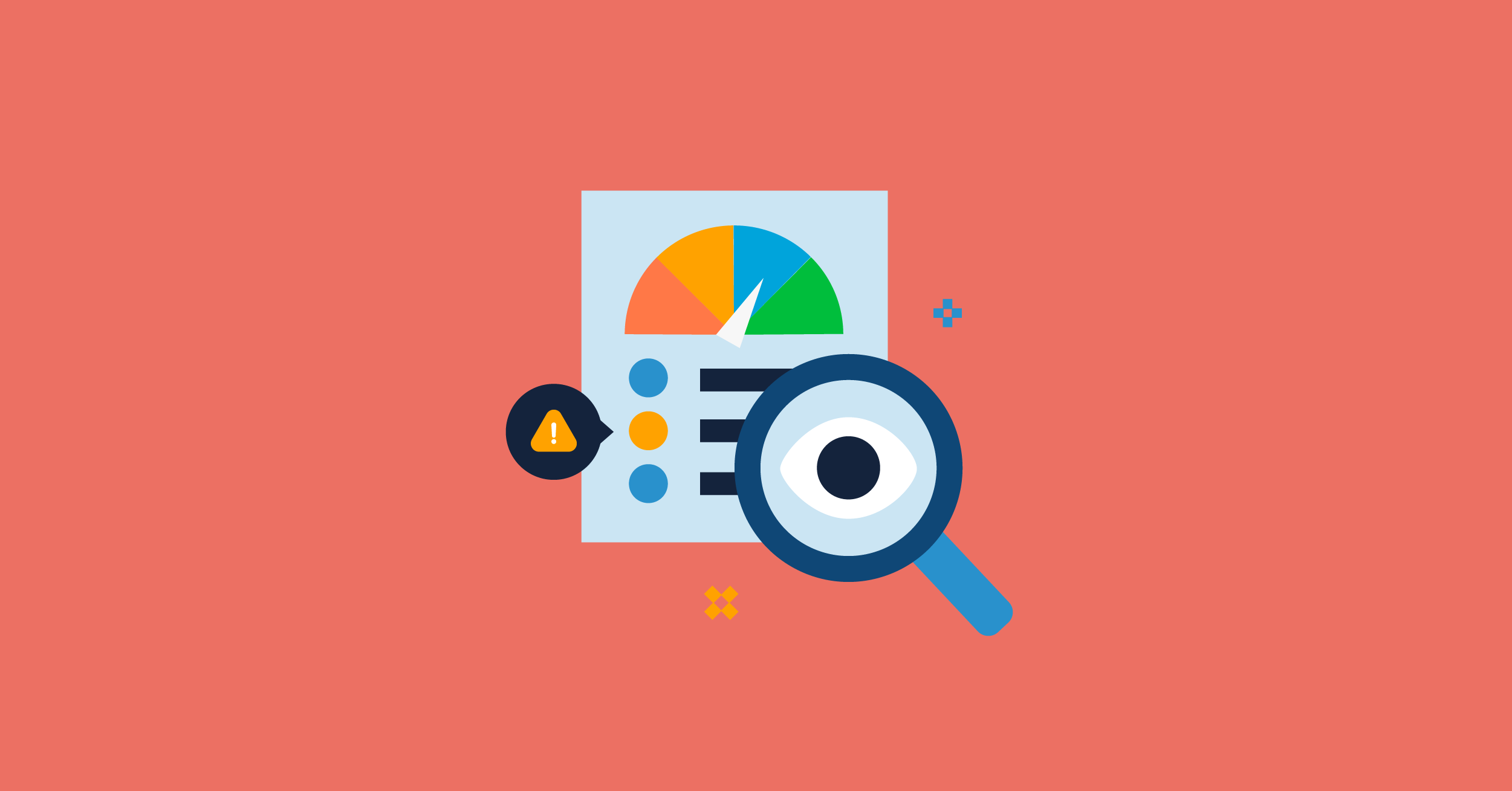 An illustration of a magnifying glass looking over a credit report