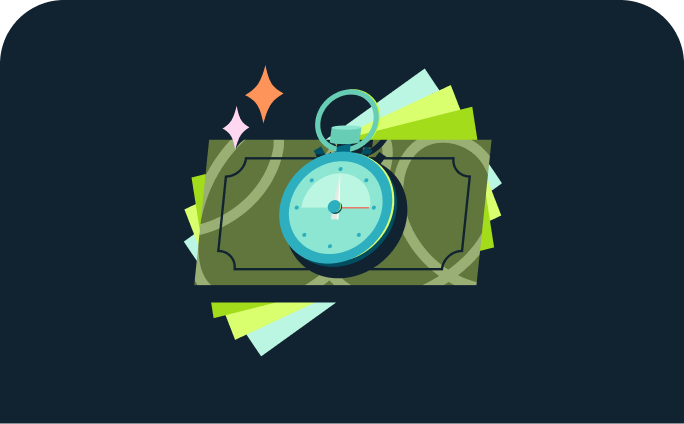 Illustration of stop clock over some monetary notes