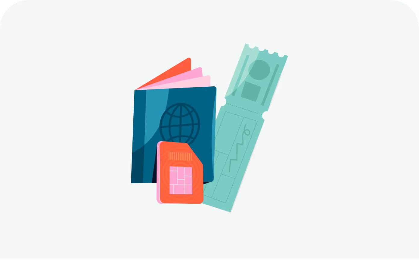 An illustration of a SIM card and a passport