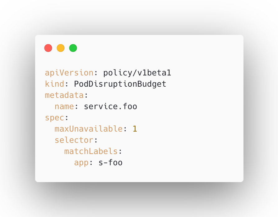 Kubernetes primitive of a Pod Disruption Budget