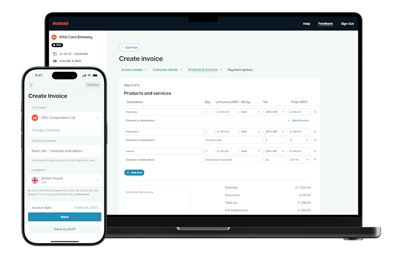 Invoice web and desktop