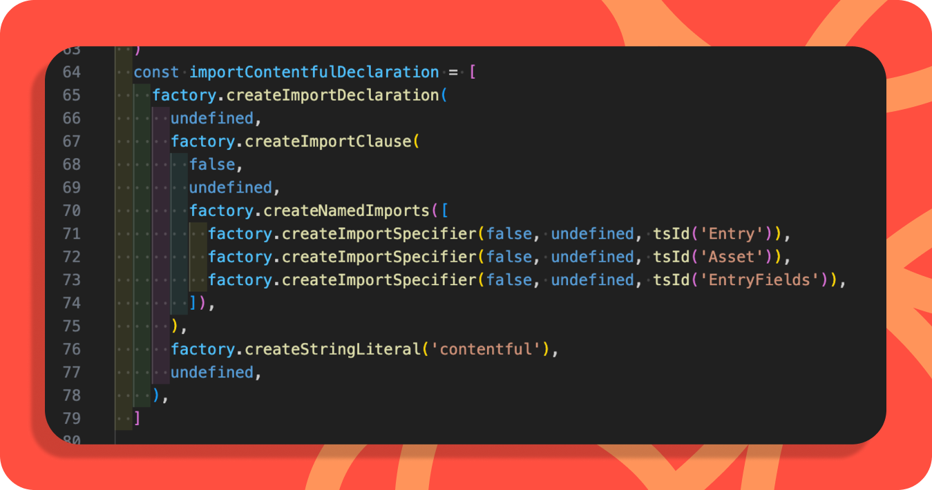 Code reads: import { Entry, Asset, EntryFields } from 'contentful' as AST