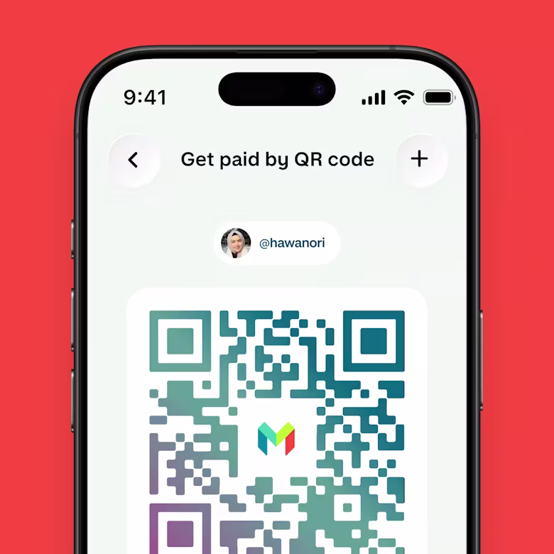 An app screenshot of a QR code for payments