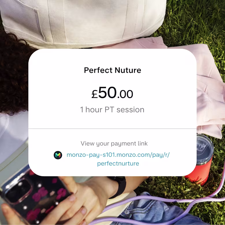 A screenshot of a payment link that a business owner can send to a customer