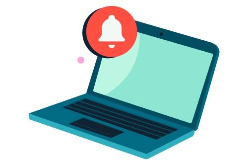 Illustration of a laptop showing a notification.