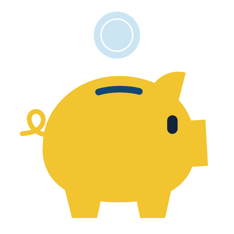 Illustration of money falling into a piggy bank