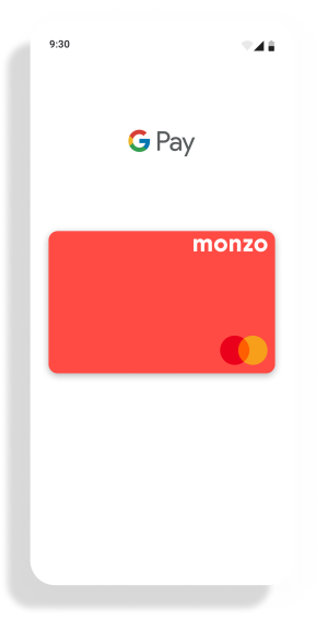 Paying with a Monzo card through contactless Google Pay.