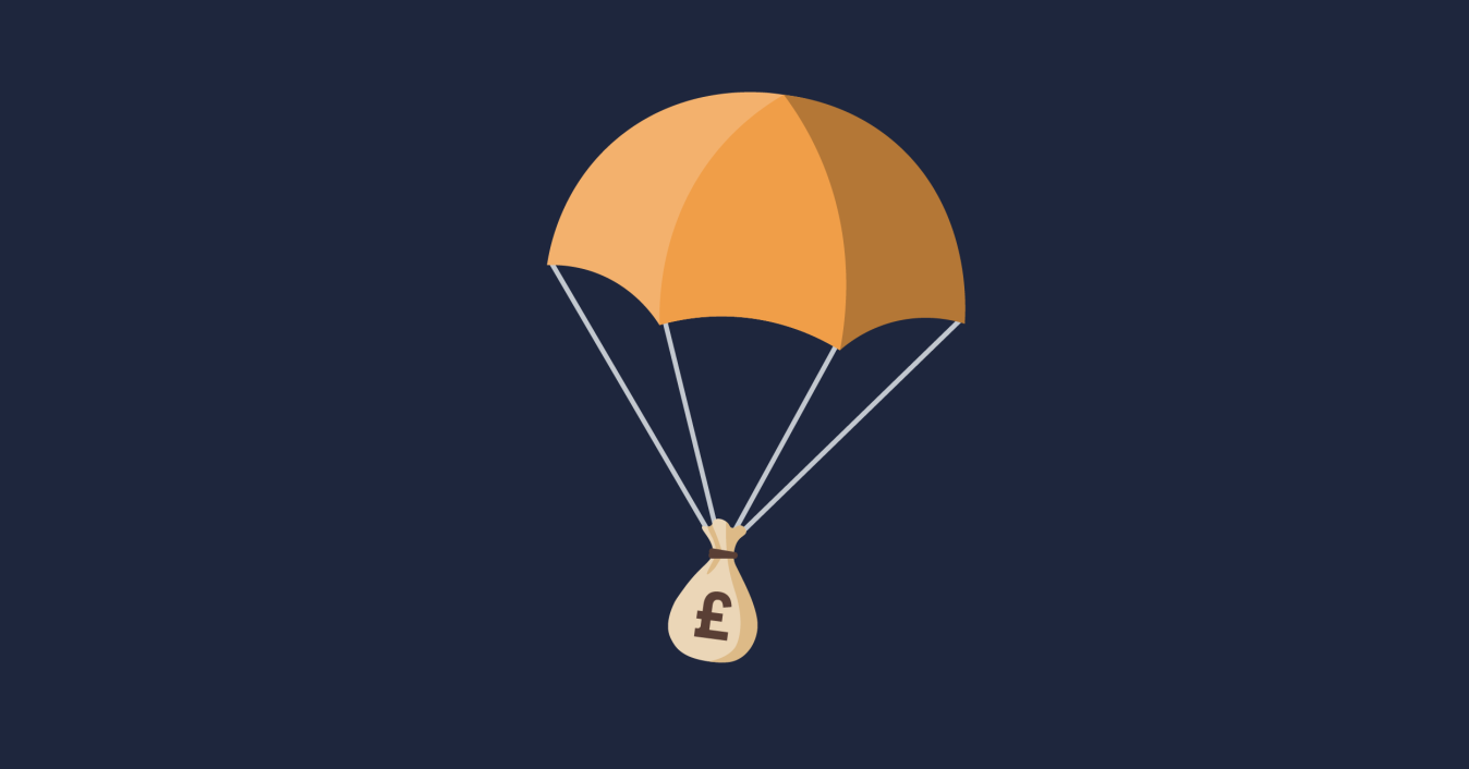 OG image of a parachute dropping a bag of money.