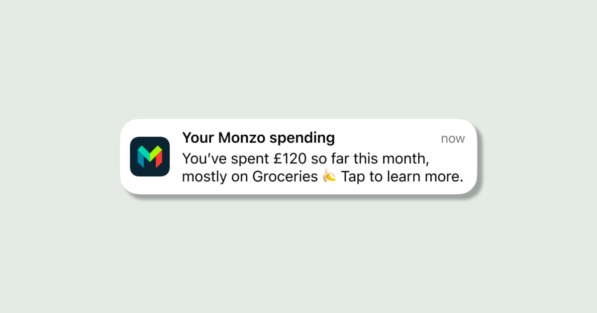 Monzo groceries notification