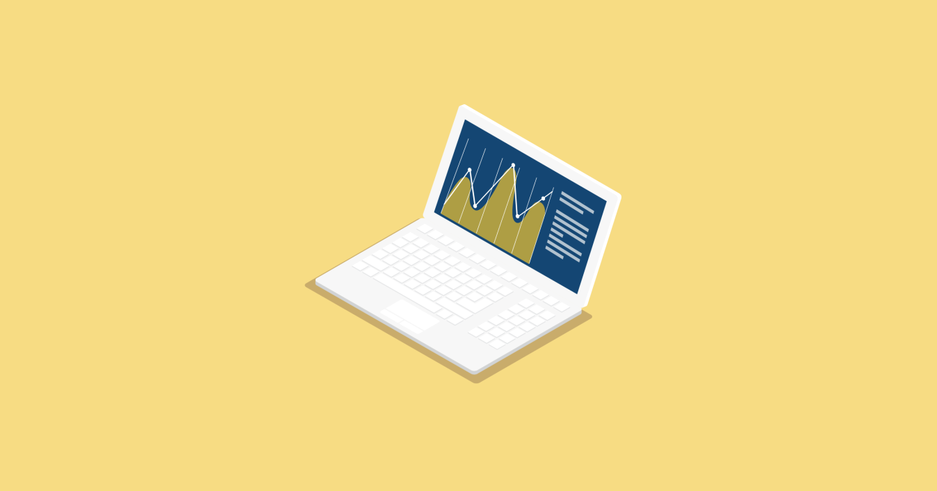 Illustration of a laptop with a chart on the screen