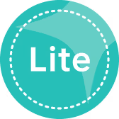 A badge with the word 'Lite' in the centre