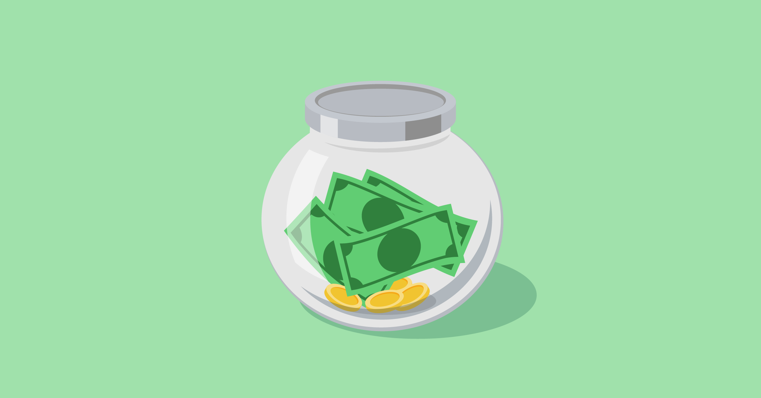 Illustration showing a jar filled with money
