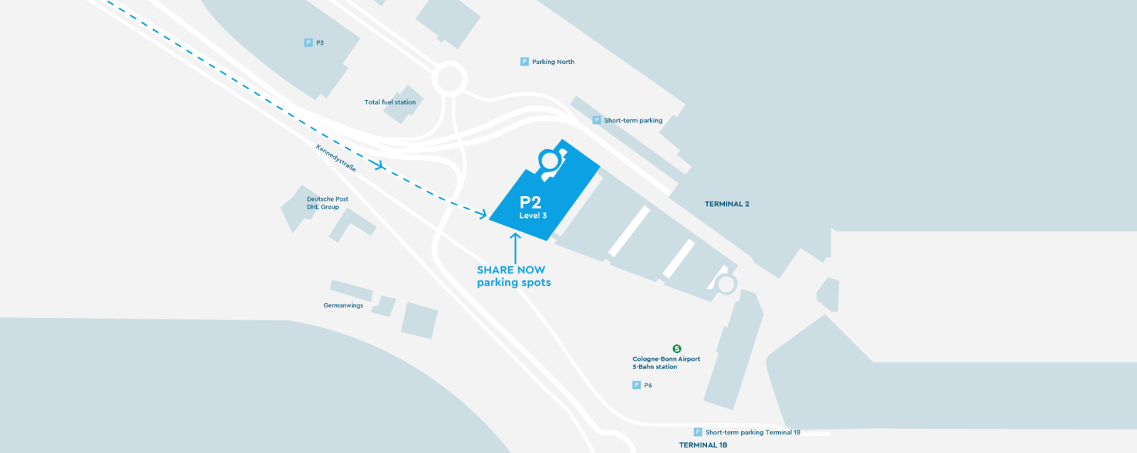 SHARE NOW Cologne Bonn Airport Map Parking Carsharing