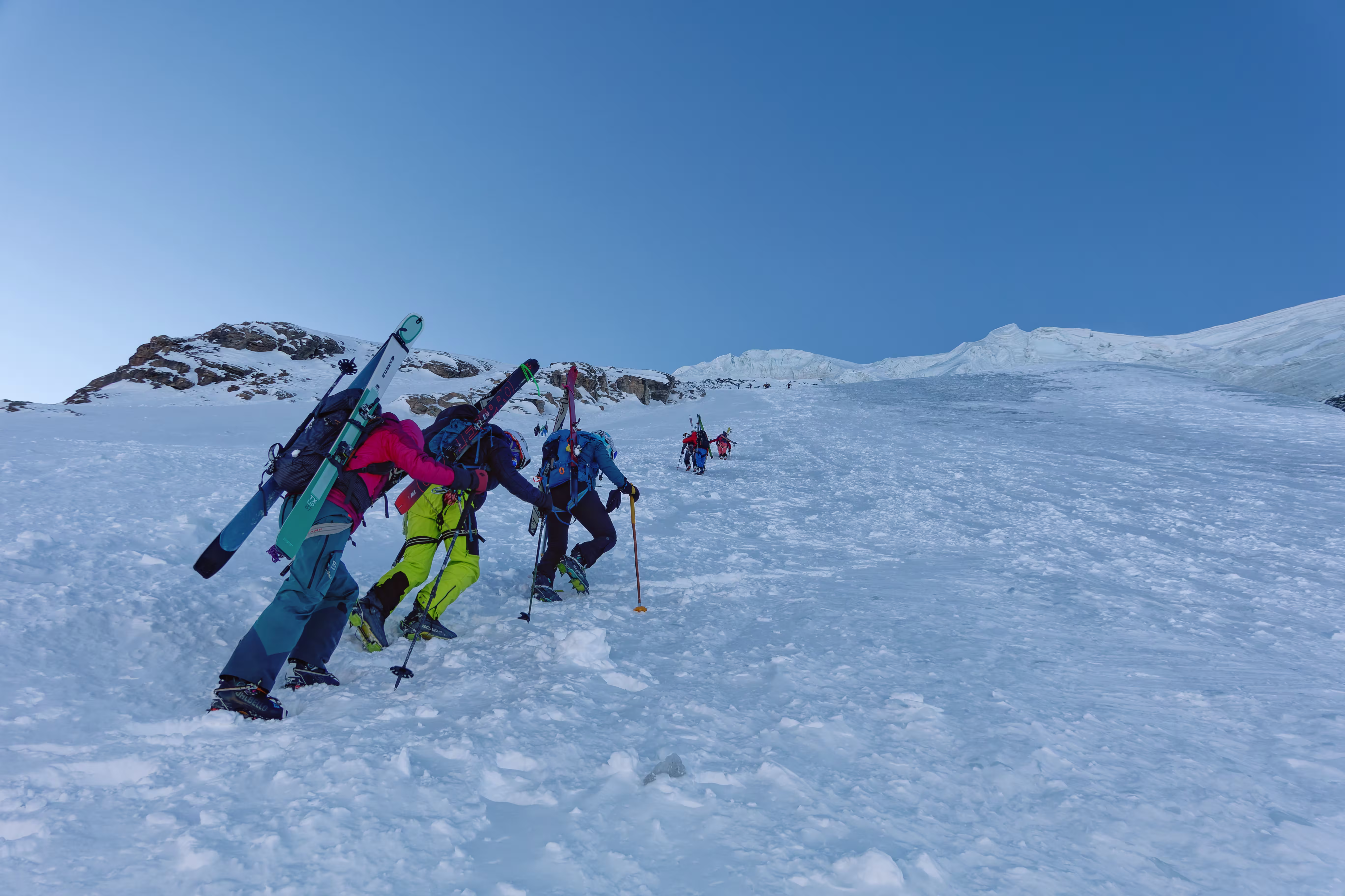 Il primo facile tratto del Couloir du Gardien