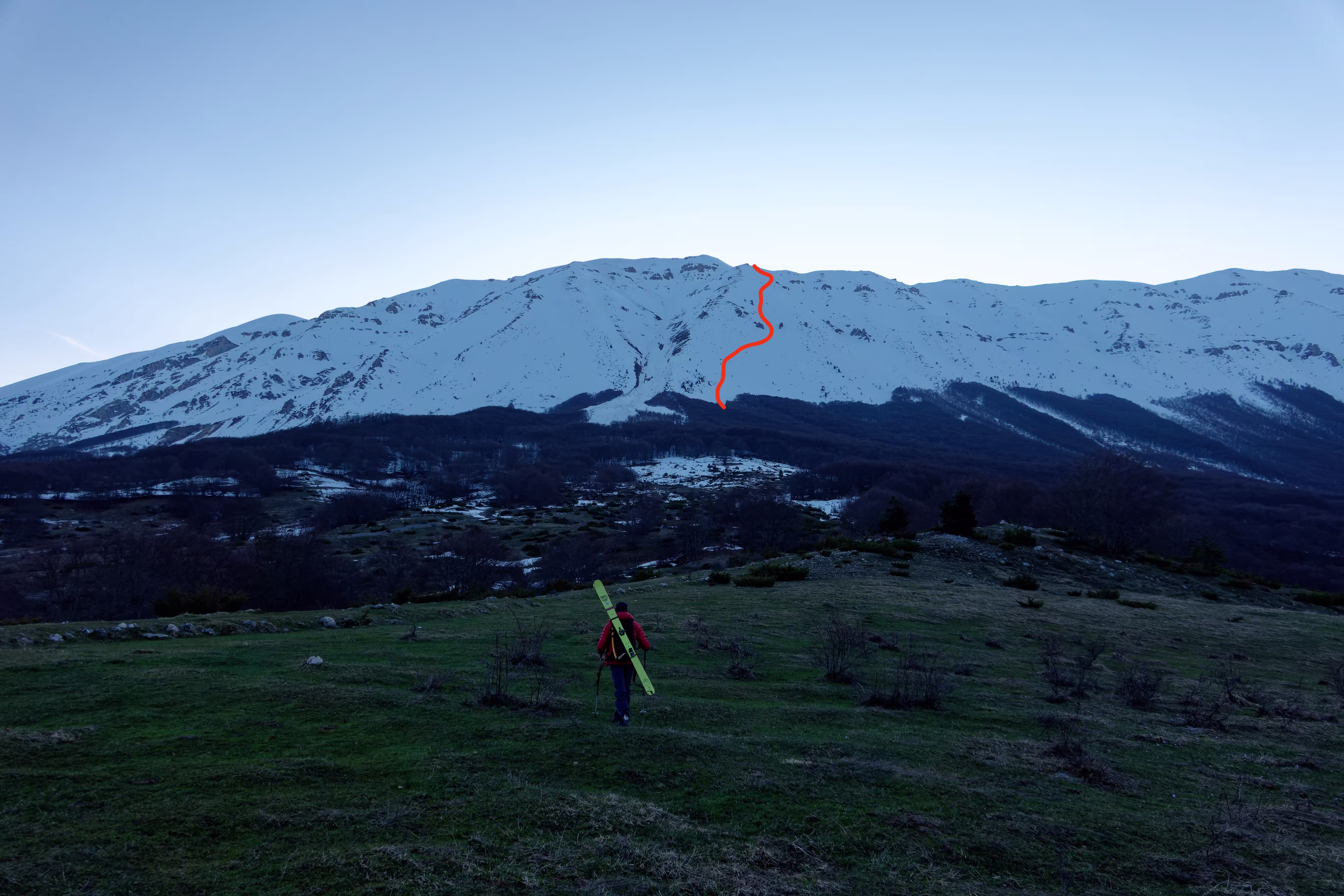Avvicinamento al canale e la traccia seguita discesa