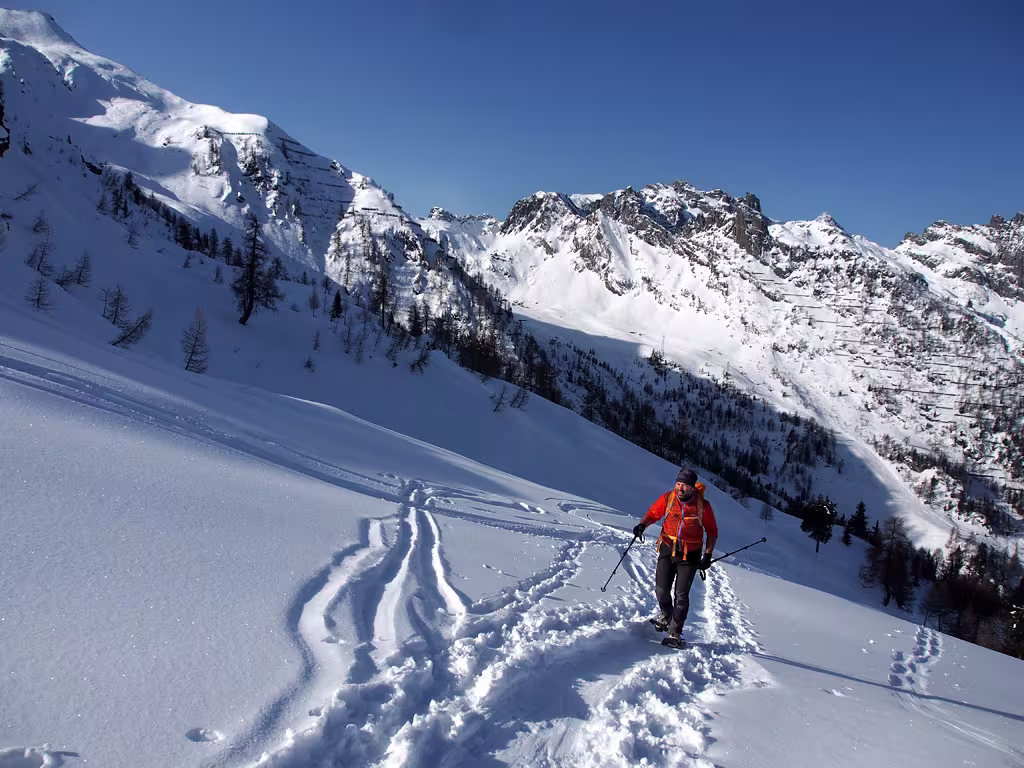 Ste segue con le ciaspole