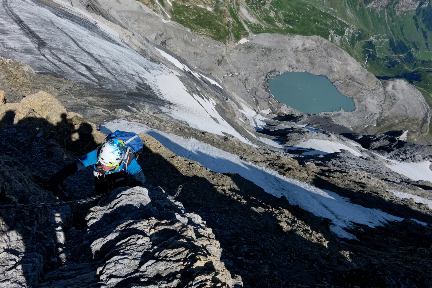 Tratto esposto della ferrata del Clariden