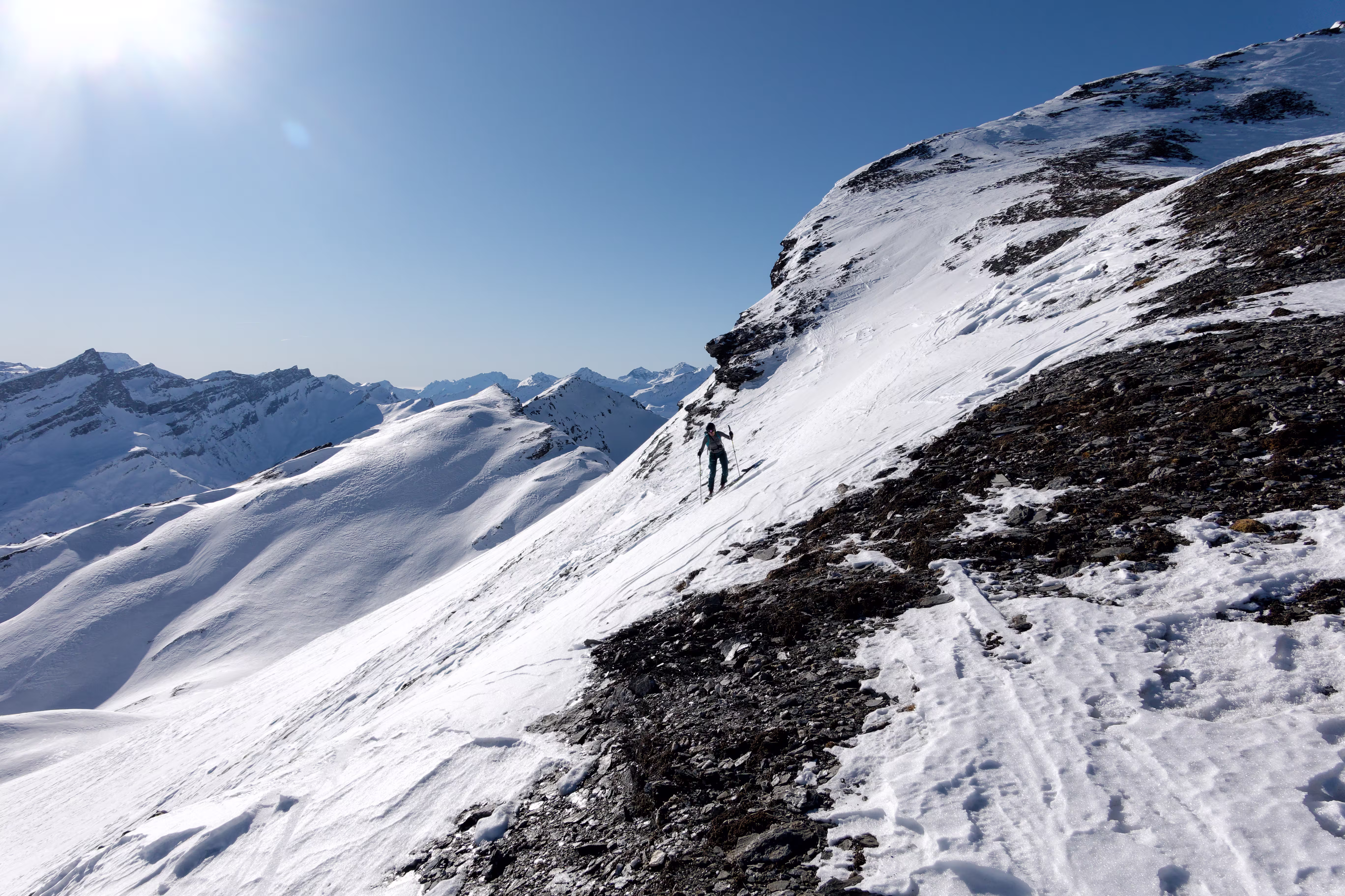 L'ostico accesso alla cresta