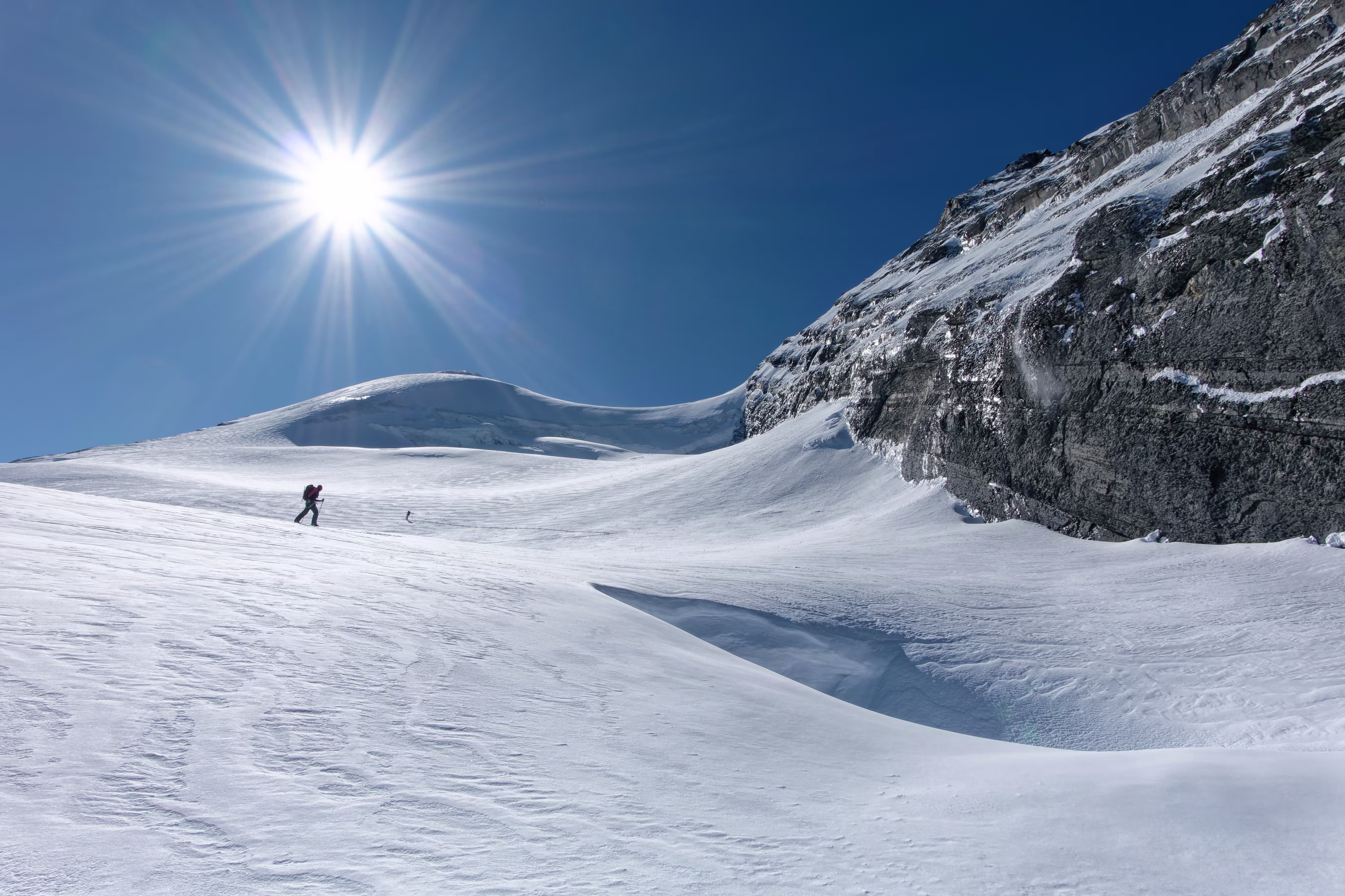 Il seracco a destra è impraticabile, andremo a sinistra