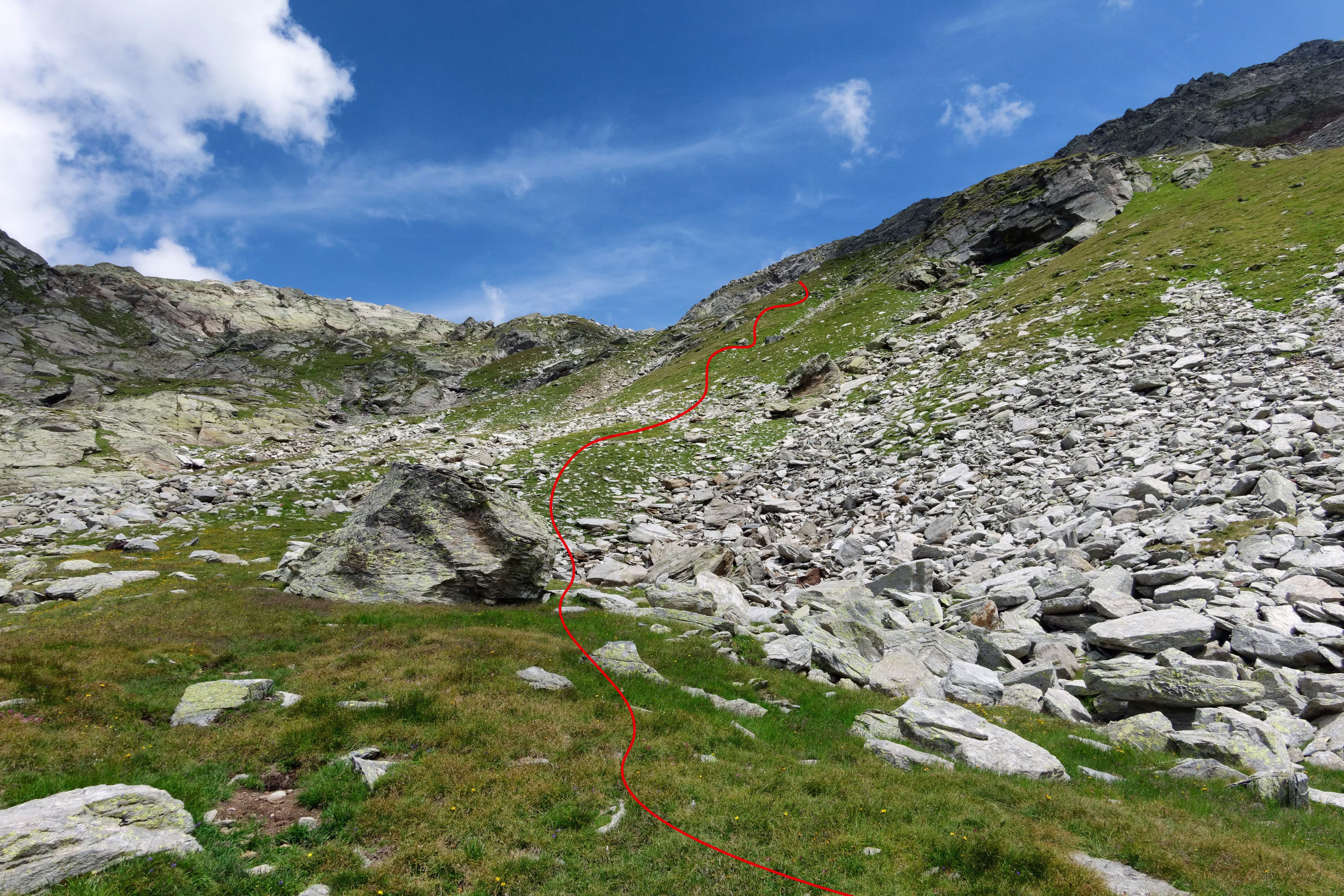 Il percoso dal grosso masso