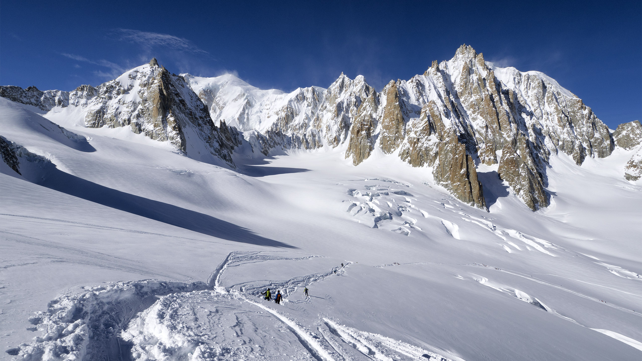 Vallè Blanche con gli sci, La parete est del Tacul