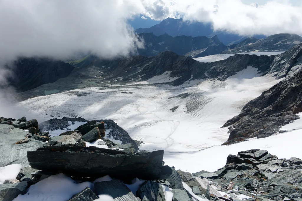 La discesa dall’Erzherzog-Joahann Hütte