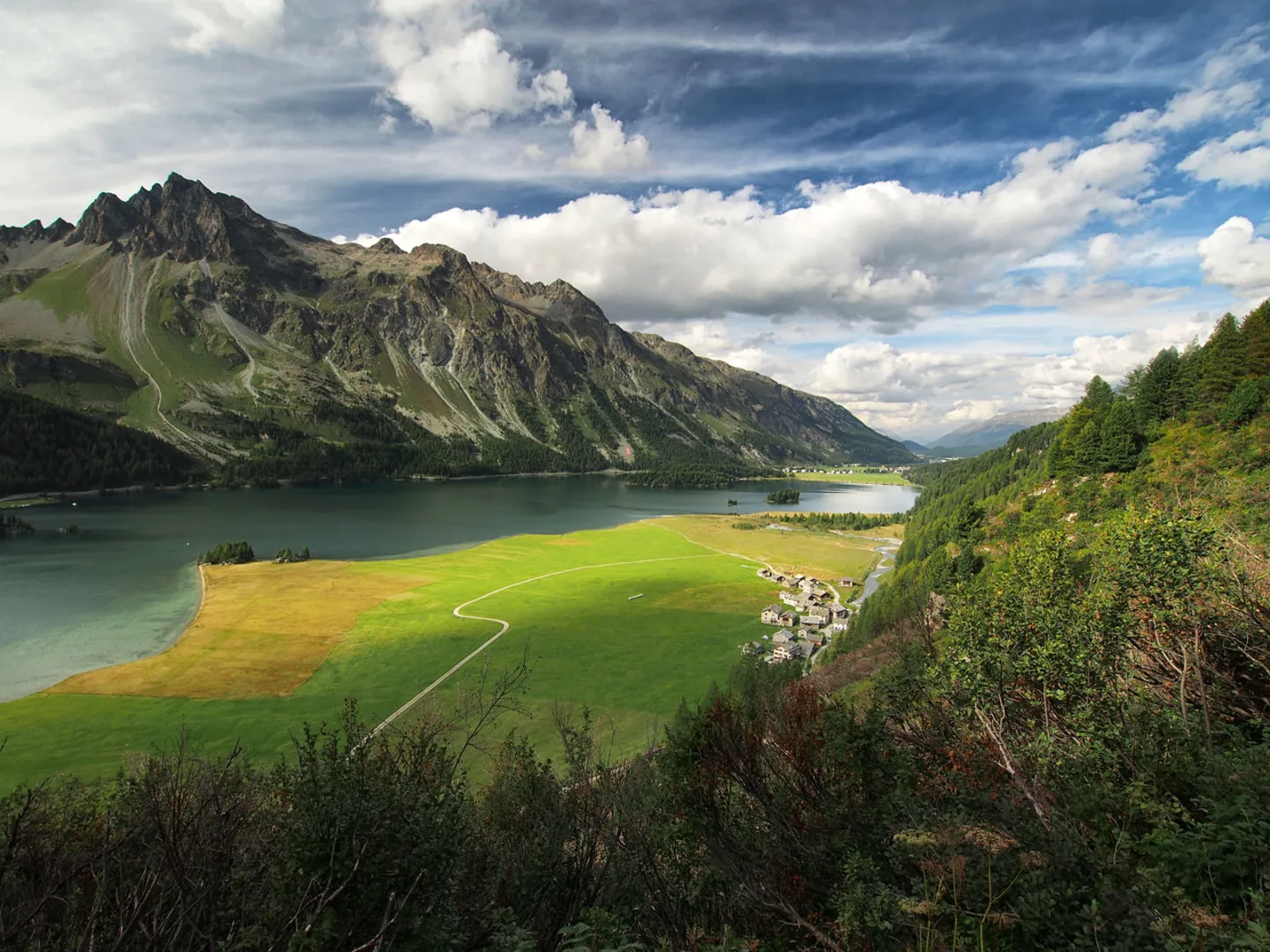 Piz de la Margna, Panorama sull’Engadina