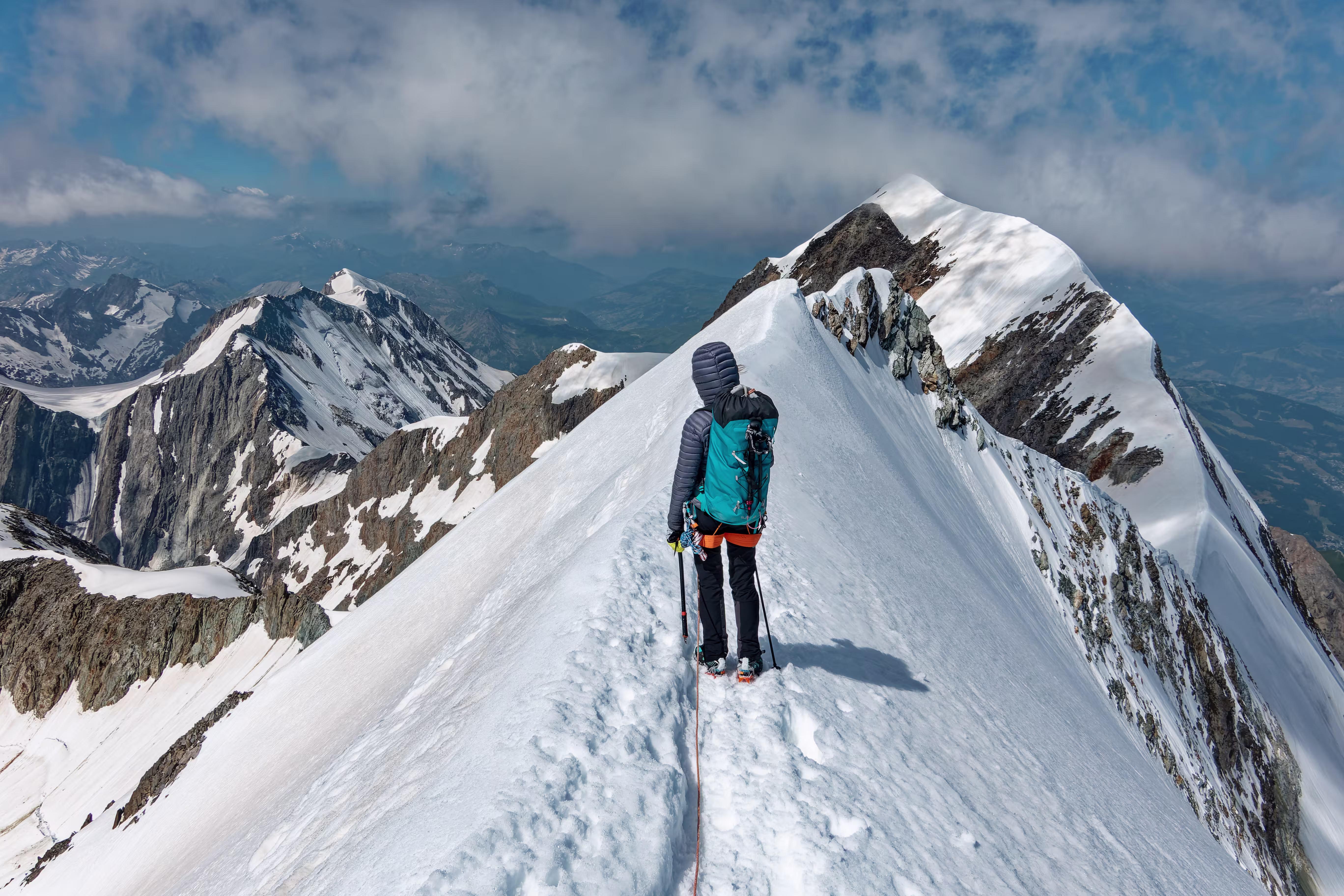 Rientro con vista sull-Aiguille de Bionassay