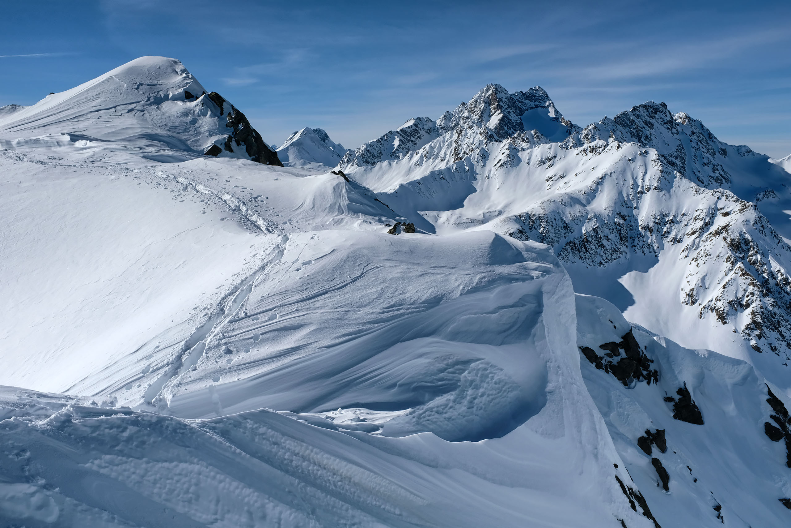 Scialpinismo al Piz Griatschouls, il Ketsch dalla cresta