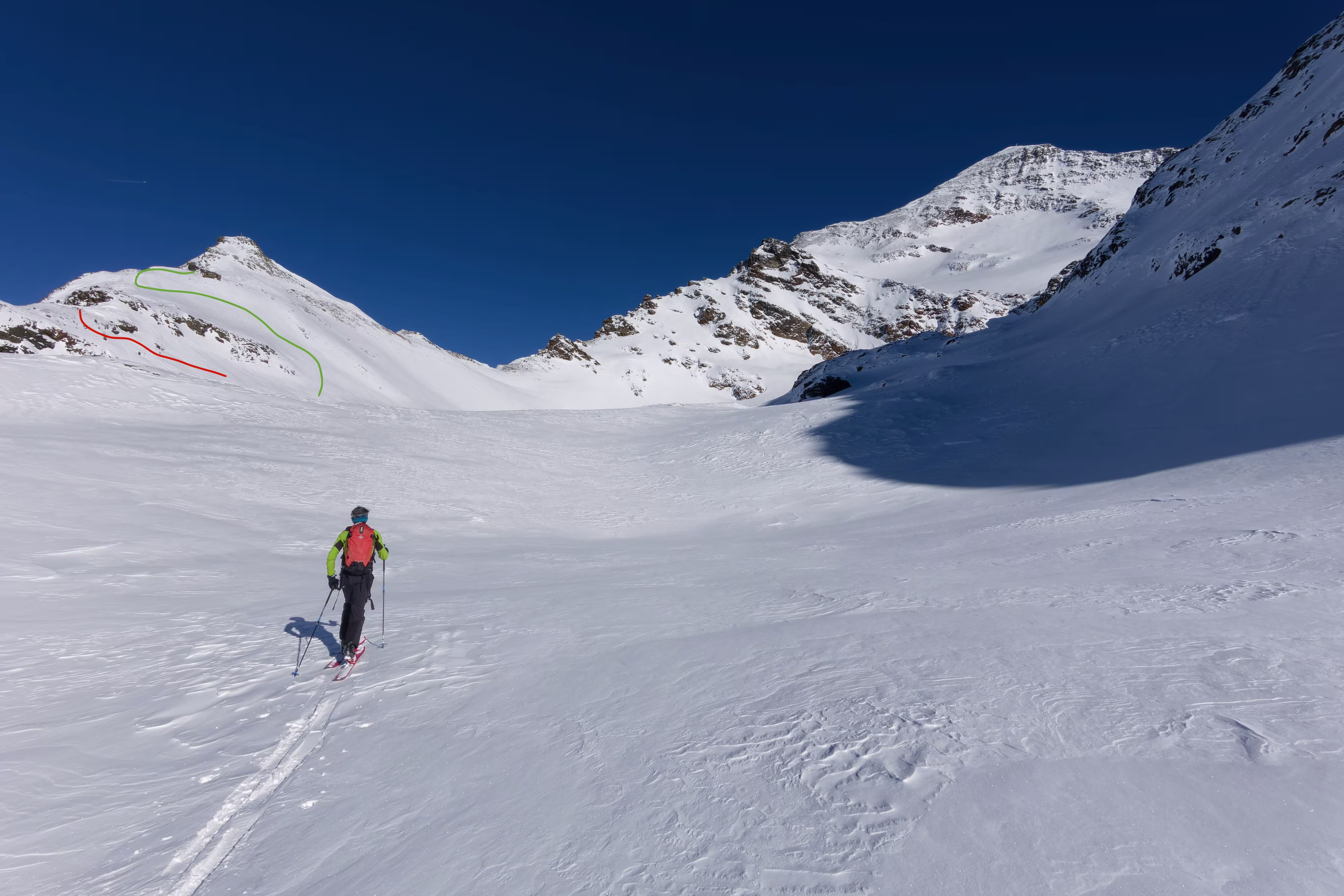 In verde il percorso migliore, in rosso il nostro ravanaggio