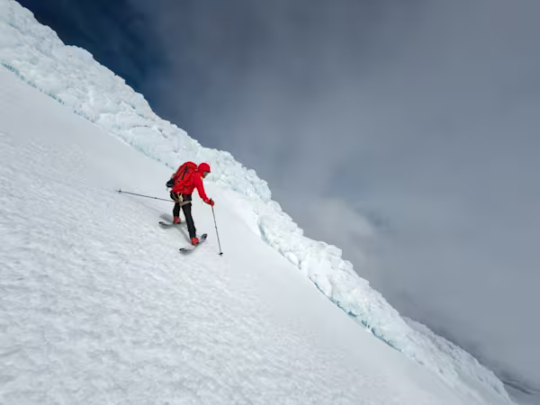 Primi pendii ripidi sotto la vetta dell’Osorno