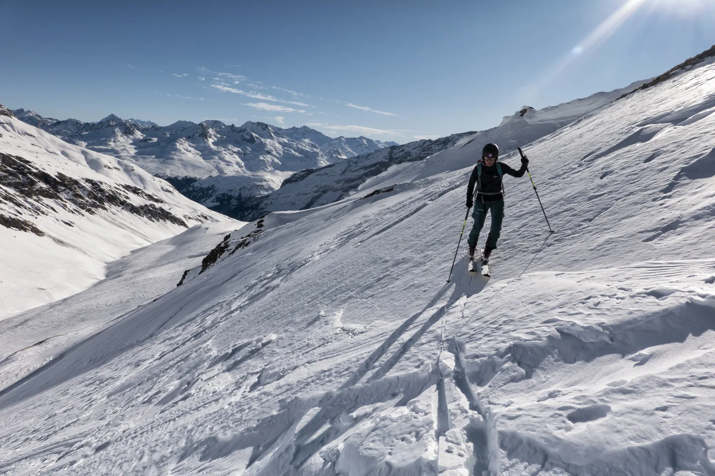 Scialpinismo al Bärenhorn, Il traverso dopo il colletto