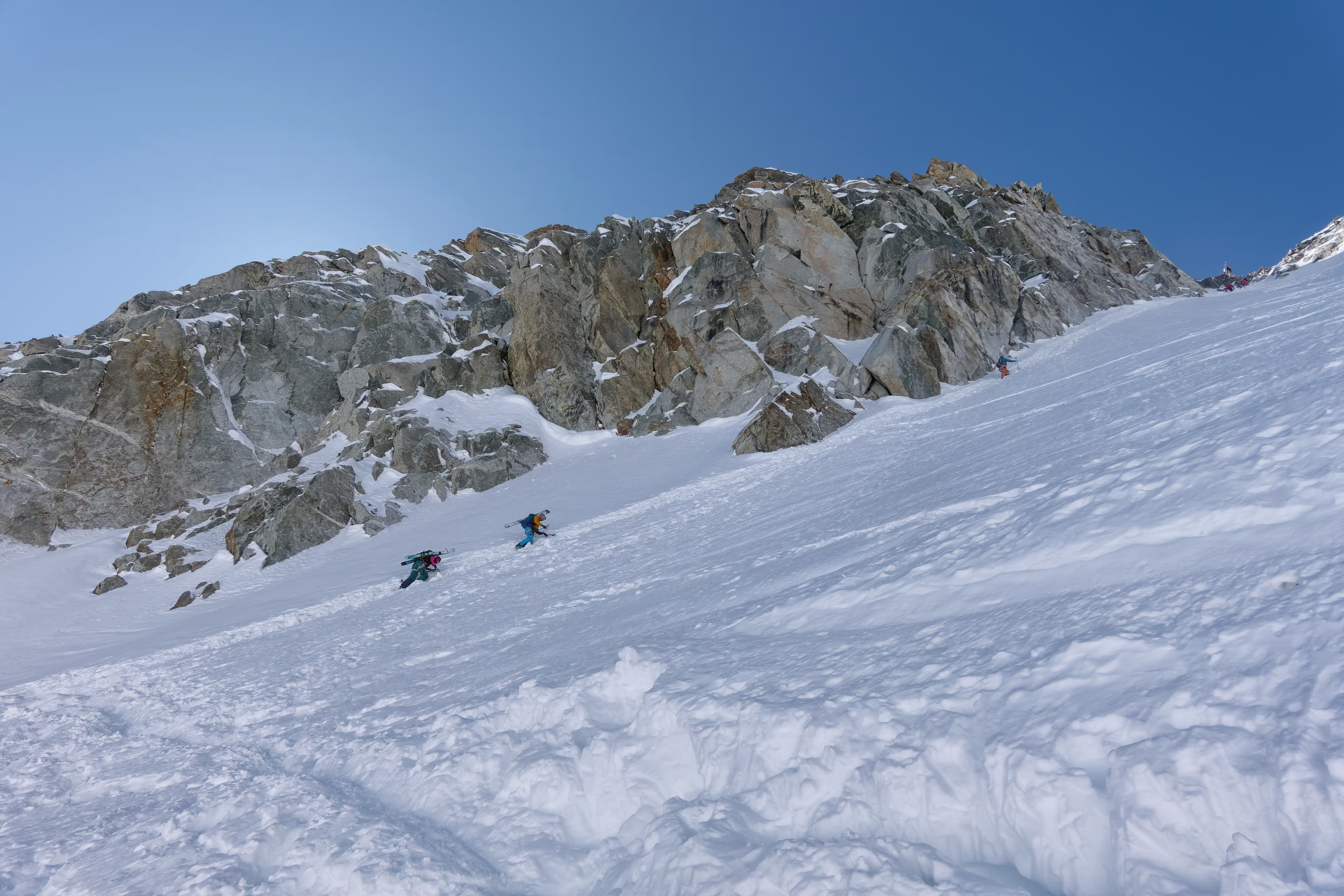 Il canale per accedere al Col de la Grande Lui