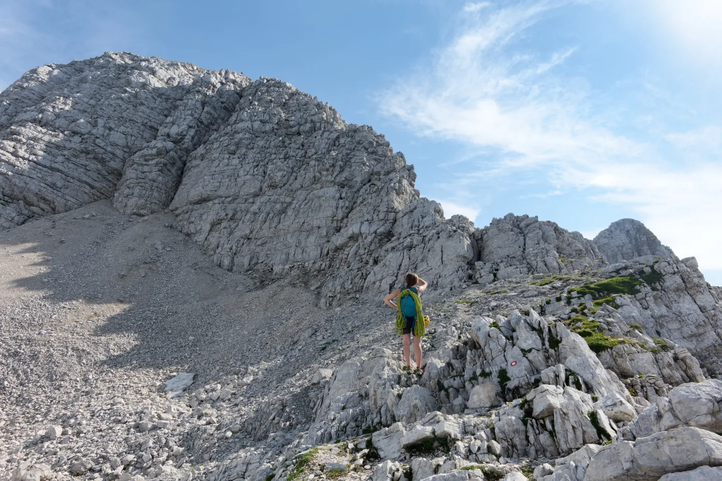 Mala Mojstrovka, spigolo nord: la vetta dall’uscita della ferrata