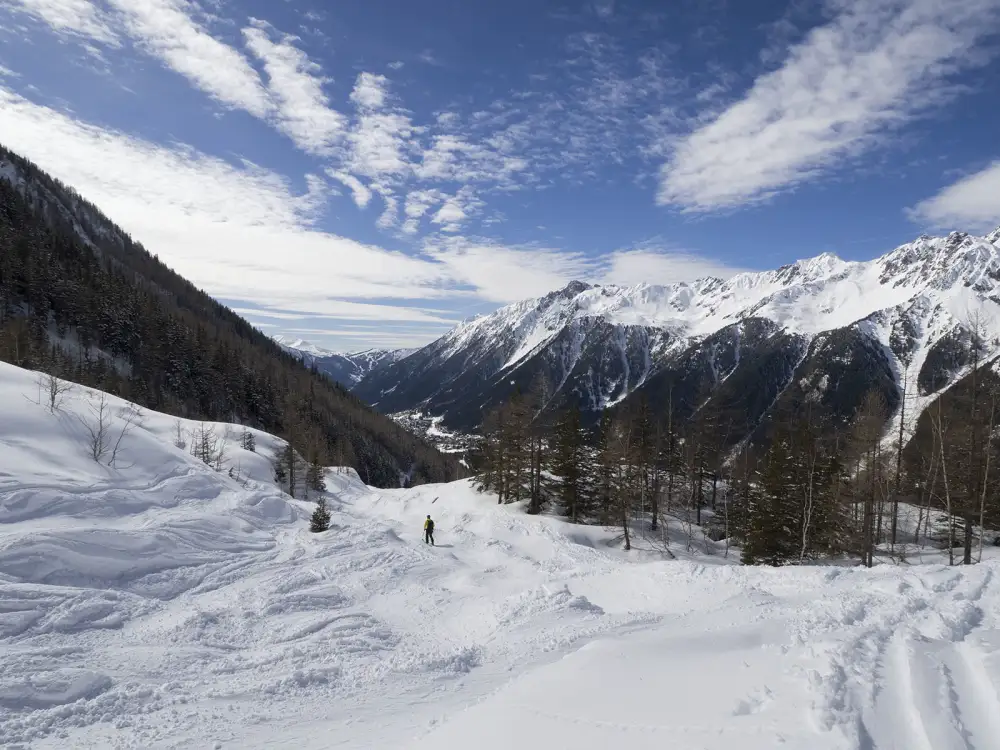 Vallè Blanche con gli sci, Rientro a Chamonix