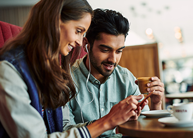 Costa Coffee customers in store with a cortado